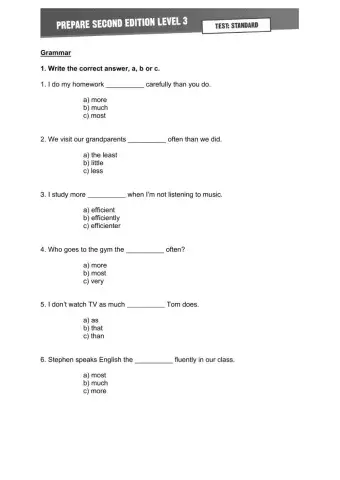 Grammar Simple, Comparative and superlative Adverbs