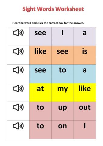 Pre - Primer sight words