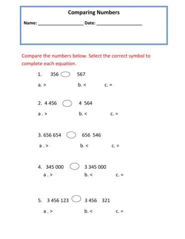 Comparing Numbers