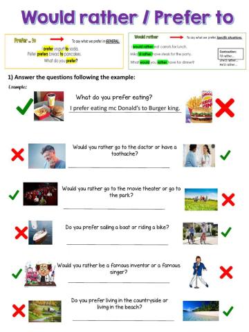 Would rather and prefer to