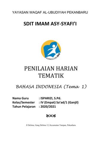 Penilaian harian bahasa indonesia tema 1