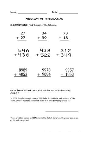 Addition with Regrouping