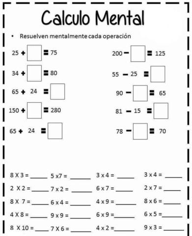 Cálculos mentales