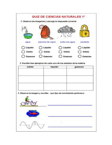 Los estados de la materia y los movimientos