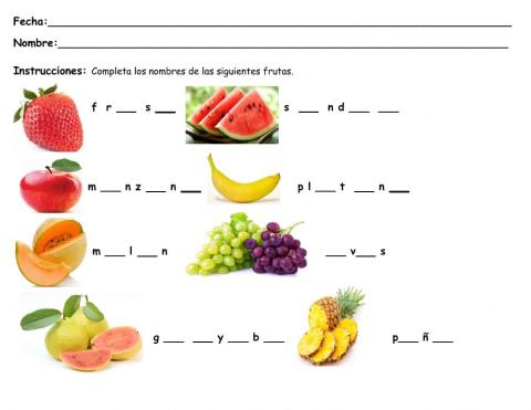 Nombres de frutas
