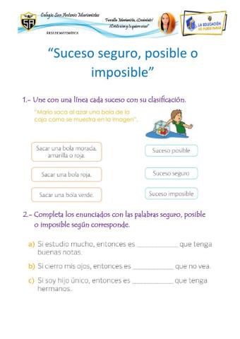 Sucesos seguro, posible e imposible