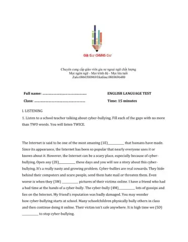 Lớp 8 - Unit 11 SCIENCE AND TECHNOLOGY-LISTENING -