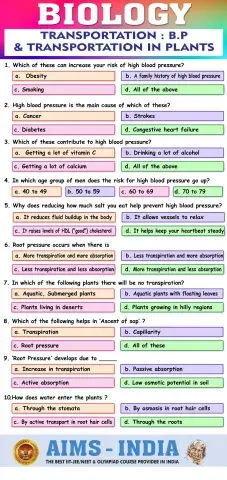 B.p & transportation in plants