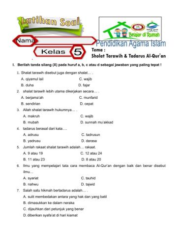 Sholat Tarawih dan Tadarus Al-Qur'an