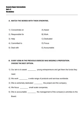 Keynote Upper Intermediate Unit -2 Vocabulary