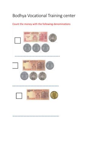 Counting denomination