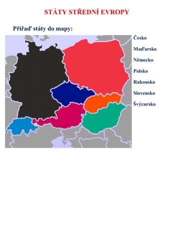 Státy střední Evropy - slepá mapa