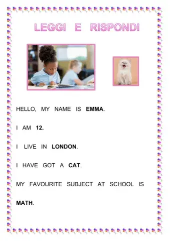 Emma comprensione con esercizi