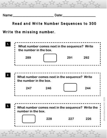 Read and Write Number Sequences to 300