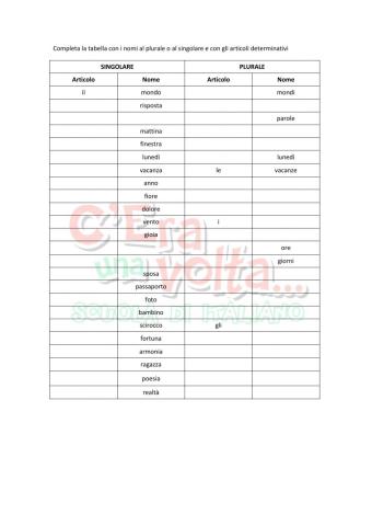 Articoli, sostantivi e aggettivi