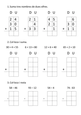Col·loca i suma (3 sumands)