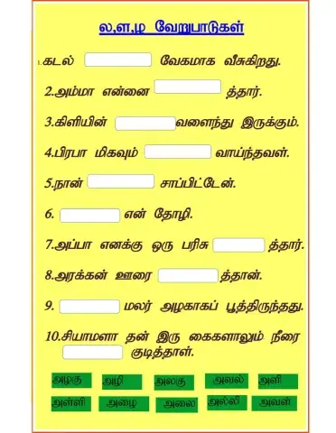 ல ள ழ வேறுபாடுகள்