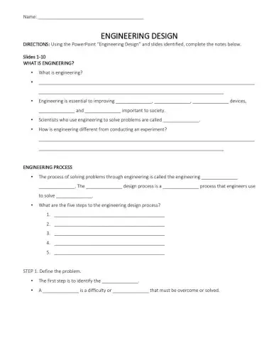 Engineering Design Slides 1-10 Notes