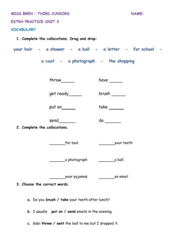 Extra practice unit 3-third juniors