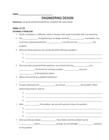 Engineering Design Slides 11-15 Notes