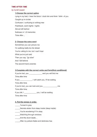 Time after time- Cyndi Lauper