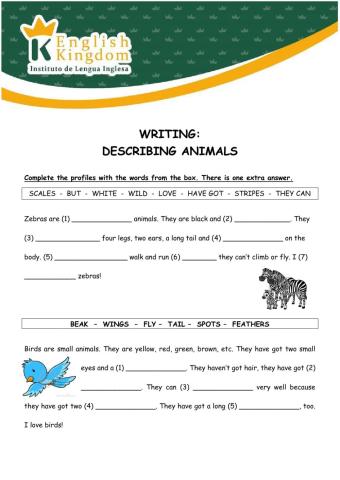 K2 -writing -describing animals
