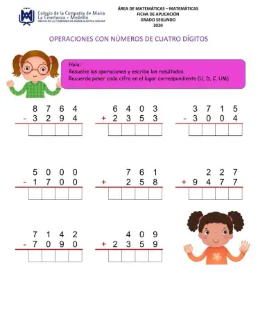 Operaciones con números de cuatro dígitos