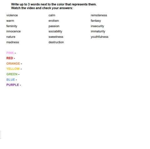 Colors - nouns and adjectives(feelings)
