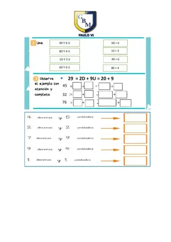 Composición y descomposición en unidad y decena