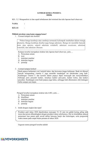 Struktur dan Kebahasaan Teks LHO