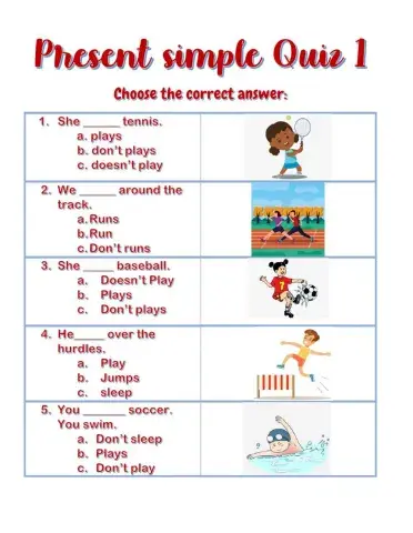 Sports and Present Simple Quiz 1