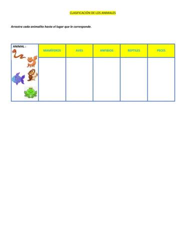 Clasificación de los animales