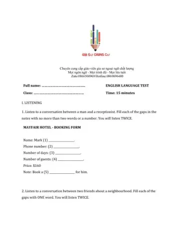 Lớp 9 - Unit 2 CITY LIFE-LISTENING - Sách Mềm