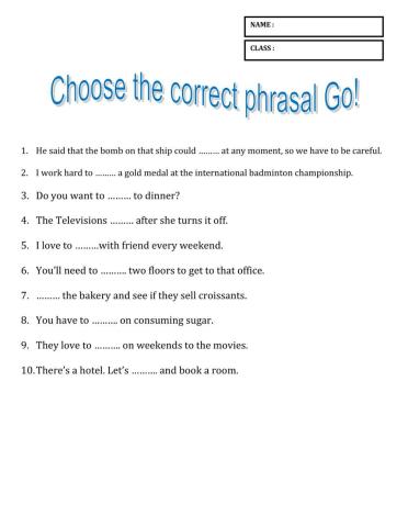 Phrasal verb go
