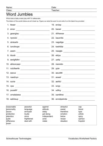 Lesson 5 word jumble