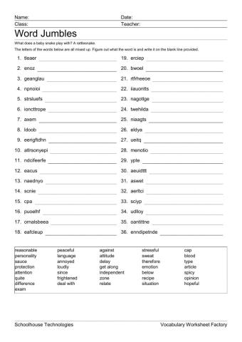 Lesson 5 word jumble