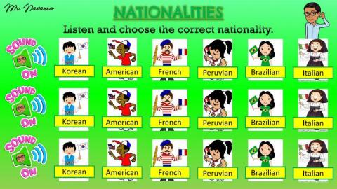 Nationalities 1 (Listen and Choose)