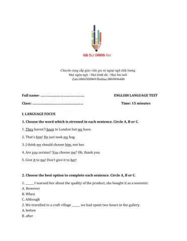 Lớp 9 - Unit 2 CITY LIFE-LANGUAGE FOCUS