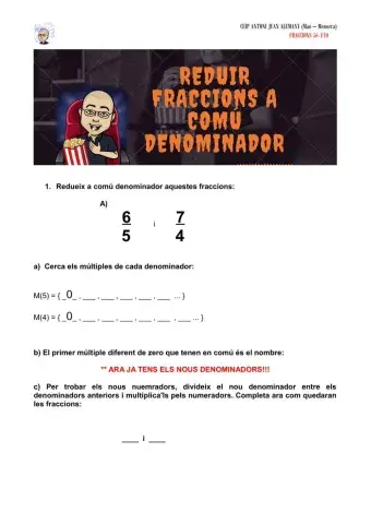 Reduir fraccions a comú denominador