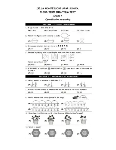 Grade 4 quantitative reasoning test