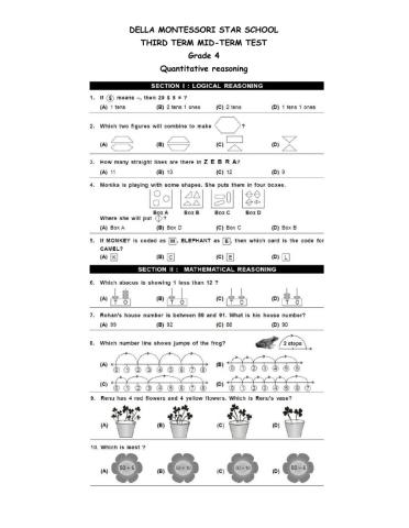 Grade 4 quantitative reasoning test
