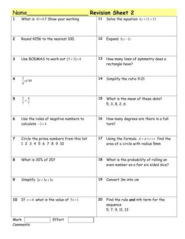 GCSE Foundation Maths