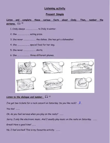 Listening activity Present Simple