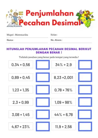 Penjumlahan pecahan desimal