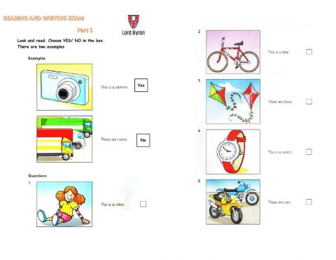 Starters - Reading and writing test term 3