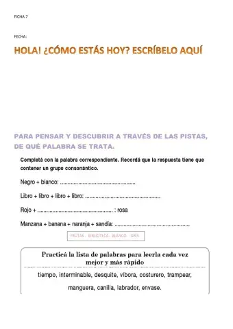 Comprensión lectora ficha 7.3