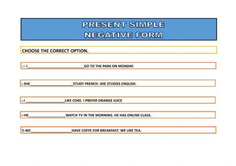 Present simple negative form