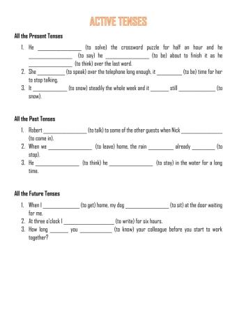 Practice all the Active Tenses