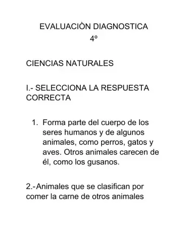 Examen Diagnostico Ciencias Naturales