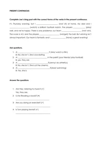 Present continuous exercises